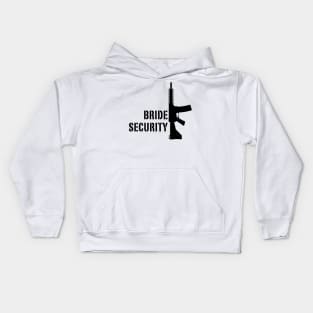 Bride Security (Bachelorette Party / Hen Night / Rifle / Black) Kids Hoodie